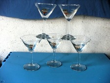 Vintage 5 x Aperitif, Cocktail Gläser, PEACHTREE, H 14 cm, Ø oben 9 cm