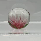 Vintage paperweight handblown glass round Pink Flower Murano? 1.25”