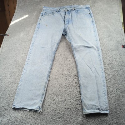 Rag & Bone Jeans Mens 38x32 Blue Light Wash Ethan Straight Leg Button Fly Denim