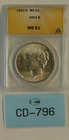 1923 $1 Silver Peace Dollar ANACS MS61 MS BU UNC US TYPE COIN CD-796