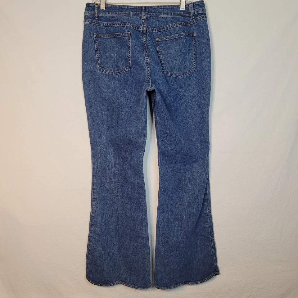 Y2K Kikit Jeans Womens 14 Blue Flare Scallop Hem 32Wx32L Maurice Sasson Vintage - Image 2 of 4
