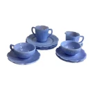 Jeannette 10pc Delphite Blue Cherry Blossom Depression Glass Set