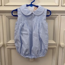 NEW The Beaufort Bonnet Company Boone Bubble 12/18M Breakers Blue Seersucker