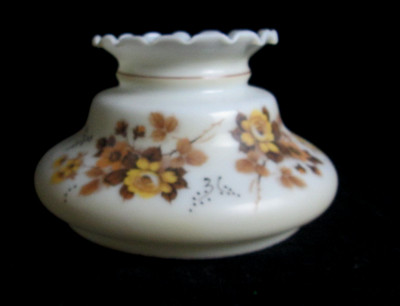 VTG. FALL FLORAL YELLOW ROSE HURRICANE LAMP SHADE 12'' X 7'' 9 3/4'' FITTER
