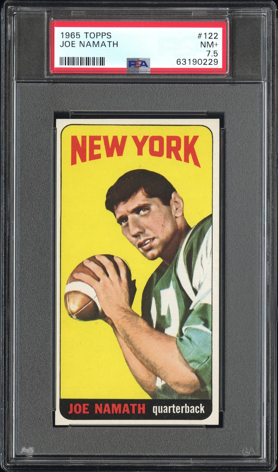 1965 TOPPS #122 JOE NAMATH ROOKIE RC PSA 7.5