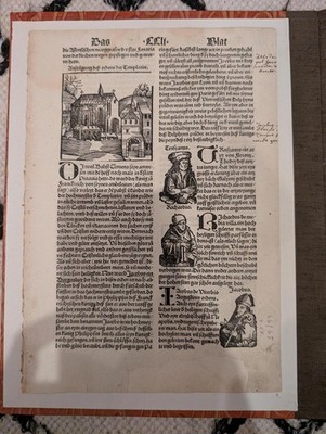 1496 Nuremberg Chronicle Original Leaf   Augsburg  Pirated  Edition 
