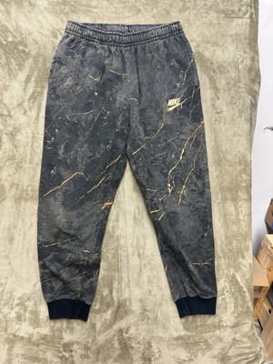 Nike team sport Track Pants Men's L Basketball Gym Warm Up Baggy Gray Gold 56323