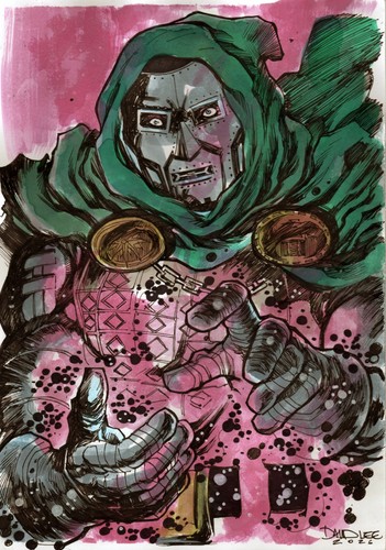 💥Doctor Doom (09"x12") original comic art by David Lee - TramaStudio💥