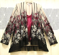 Dressbarn Women dressy Jacket multicolor + Camisole purple, long sleeves 3X