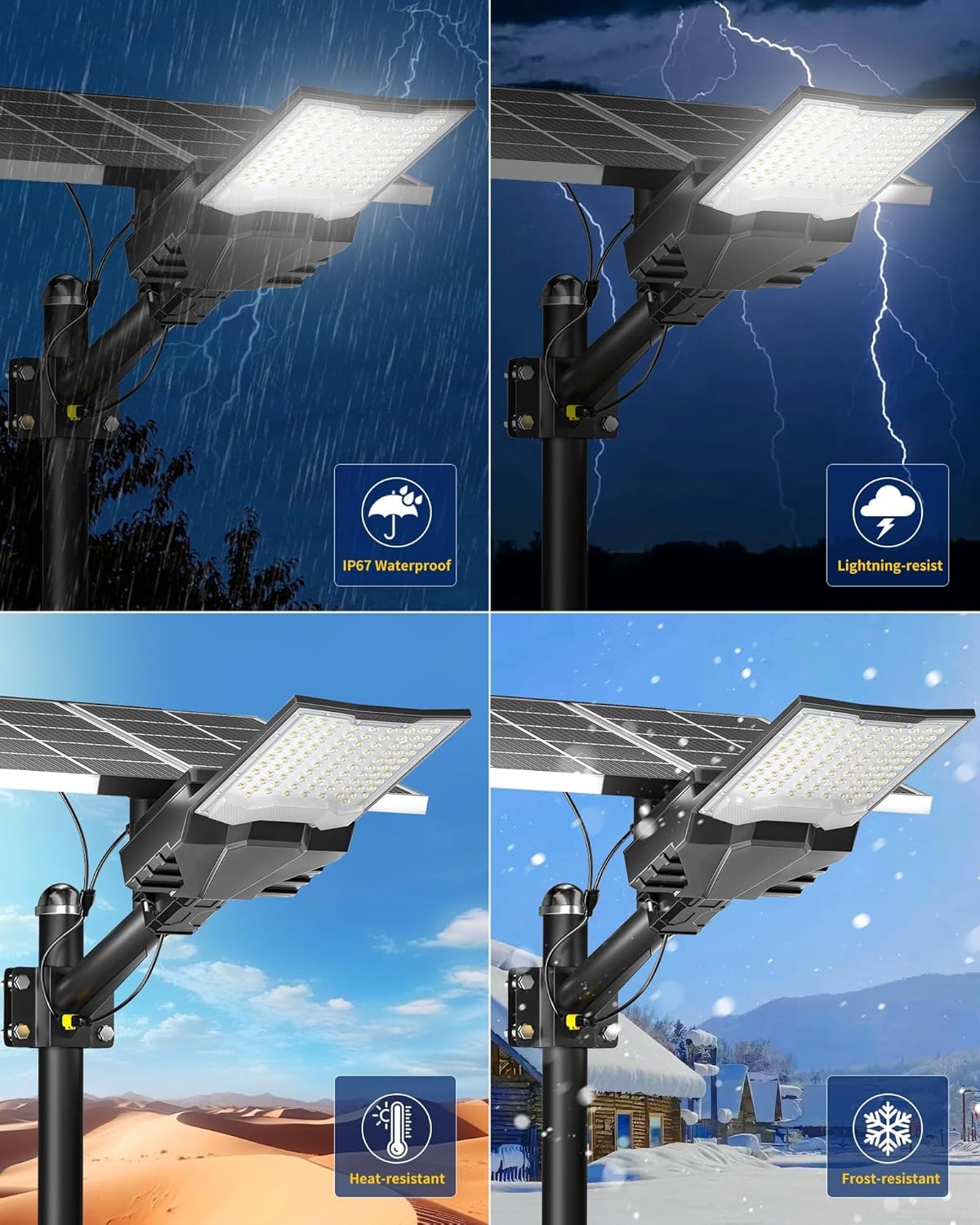 Gefolly SL-18000W Solar Street Lights Outdoor, Commercial Parking Lot Black 