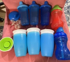 Assorted Lot Of Toddler Sippy Cups; Munchkin, Nuby, Parents Choice W/ Extras