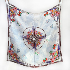 100 Silk Mulberry Bandana Blue butterfly Print Scarf Neckerchief 65X65cm Shawl