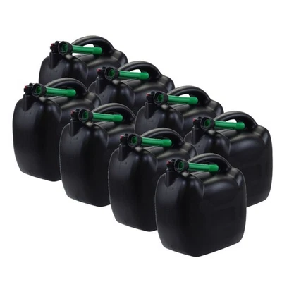 8x Benzinkanister 20L schwarz Kunststoff mit Einfüllschlauch grün, UN-Zulassung - Bild 1 von 4