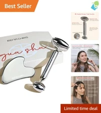 Elegant Face Roller & Gua Sha Set - Stainless Steel Massage Tools for All Skin