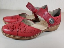 Remonte Soft Red Leather Cut Out Ankle Strap Comfort Shoes Concho Womens Size 41