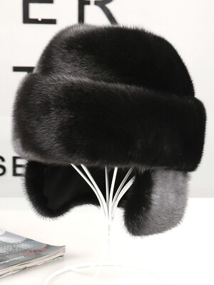 Genuine real natural men mink fur Fur Hat warm winter ear caps