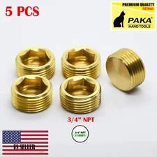 5Pcs 3/4" NPT Male Brass Internal Hex Head Socket Pipe Plugs end cap