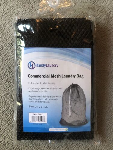 Commercial Mesh Laundry Bag  Drawstring Closure Black 24x36 Inch - Picture 1 of 2