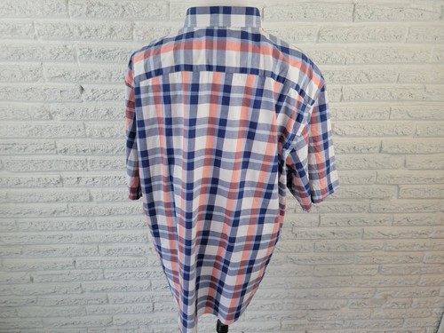 LU Linea Uomo Mens Shirt 5X Stretch Short Sleeve Collar Blue Plaid Button Up - Picture 5 of 7