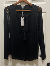 NWT Joseph A Womens L Long Sleeve Top Crinkle...
