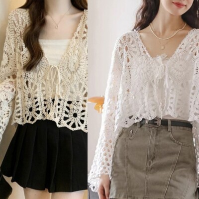 Fashionable Women s Knitwear with Delicate Openwork Comfortable Cotton Cardigan