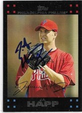 J.A. HAPP Autographed Signed 2007 Topps Update card Philadelphia Phillies COA 