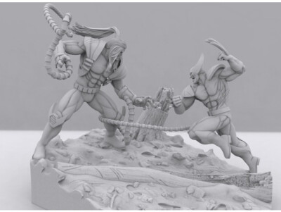 Wolverine vs. Omega Red Resin Sculpture Statue Model Kit  Unpainted/Unassembled