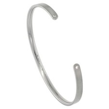 4mm Titanium Flat Bangle Bracelet w/ CZ Stone Ends, Matte Finish Comfort Fit