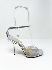 Jimmy Choo Womens Saeda 100 Embellished High Heel Silver/Crystal 6.5 US / 36.5