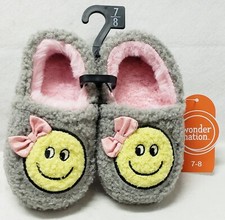 Wonder Nation Toddler Girls' Smiley Aline Slippers Size 7-8/New