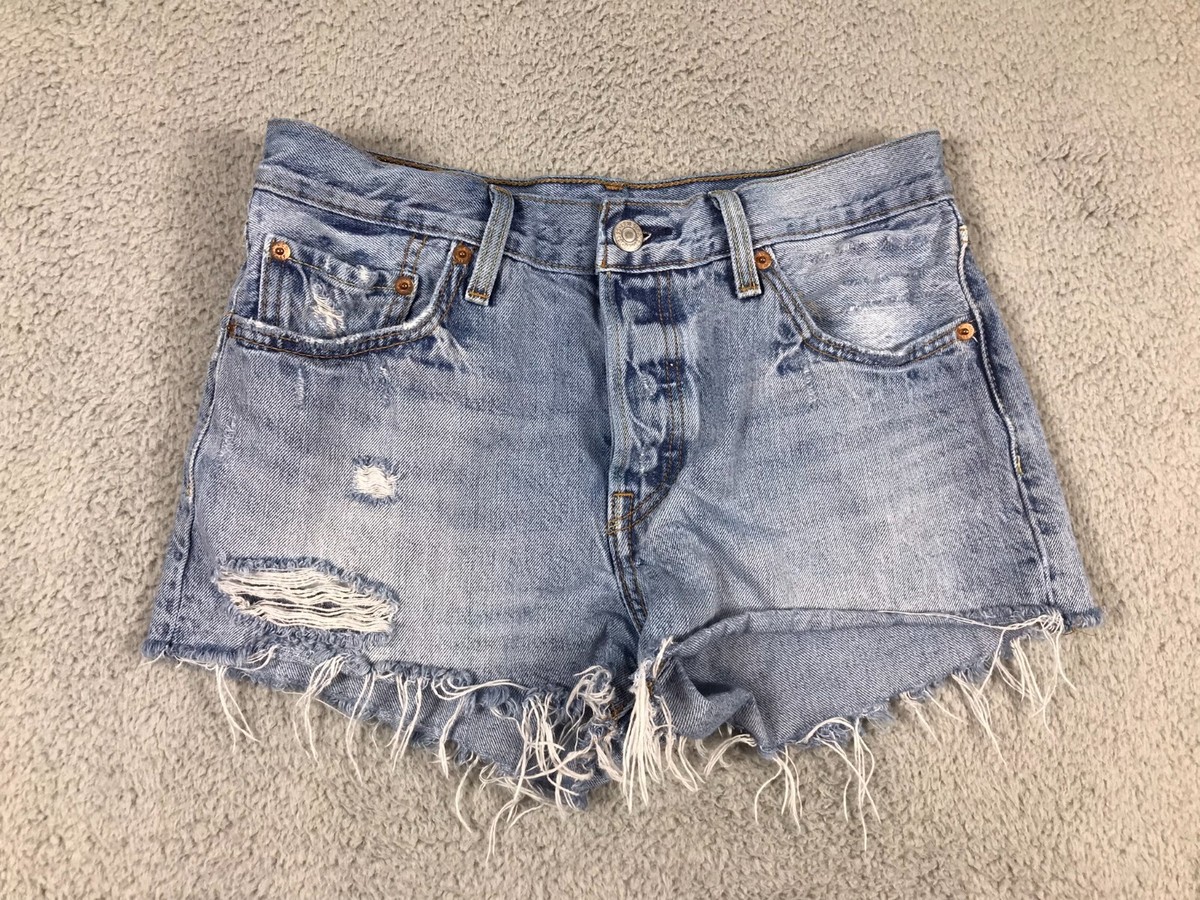 Levi's 501 Cut-off Shorts Womens 27W 30x2 Denim Mid Rise Light