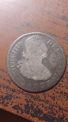 1793 NG M Nueva Granada Guatemala Silver 2 Reales Original Circulated       S816