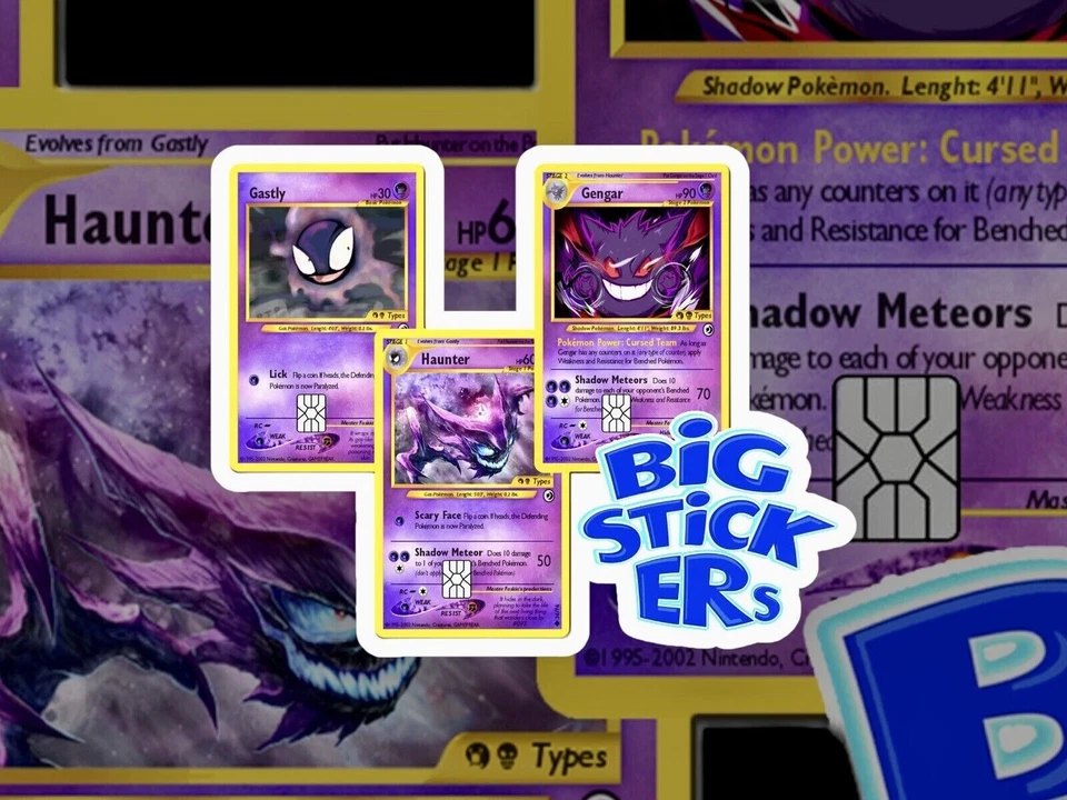 Pokemonster Gastly, Haunter, Gengar Vinilo Tarjeta de Crédito Recubrimiento Cubierta Calcomanía Foto 2 de 4
