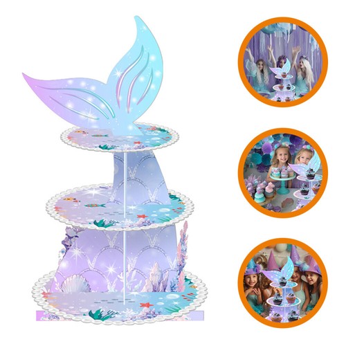 Mermaid Theme Paper Cake Stand Multilayer Dessert Stand Party