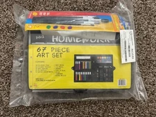 A+ Homework, 67 Piece Art Set with Art Brushes and Sketch Pad pens pencils