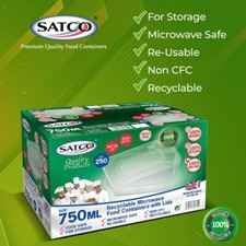 Satco Clear Plastic Food Containers With Lids Microwave | 750ML | Multi Pack