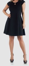 24seven Comfort Apparel Women Black Keyhole Neck Dress Plus Size 1X