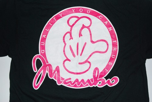 Mambo T-Shirt Mens Medium Smart Arts Shirt Black Fingers Crossed Surfing BNWT - Picture 4 of 5