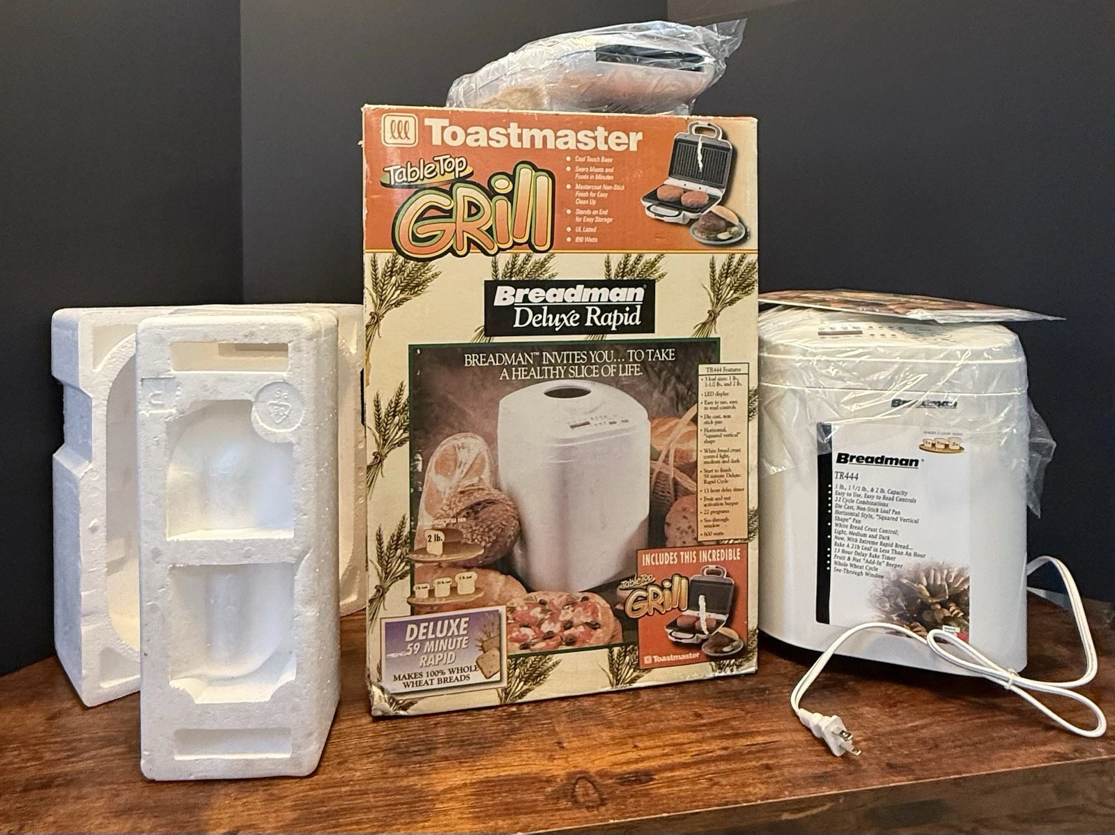 1999 BREADMAN TR444KIT Deluxe Rapid Automatic Breadmaker Toastmaster Grill Combo