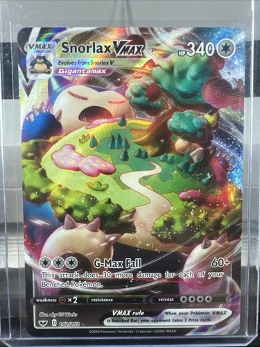 Pokémon TCG Snorlax VMAX Holo Ultra Rare Sword & Shield Base Set 142/202