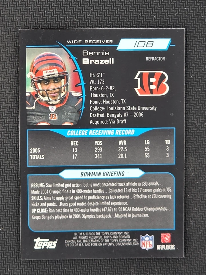 2006 Bowman Chrome Refractor Bennie Brazell #108 Rookie RC - Image 2 of 2