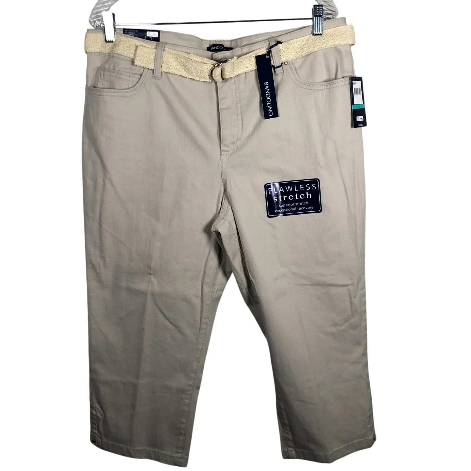 2 NWT Bandolino Womens Mandie Capri Pants Size 16 Stretch Belted Cropped Casual