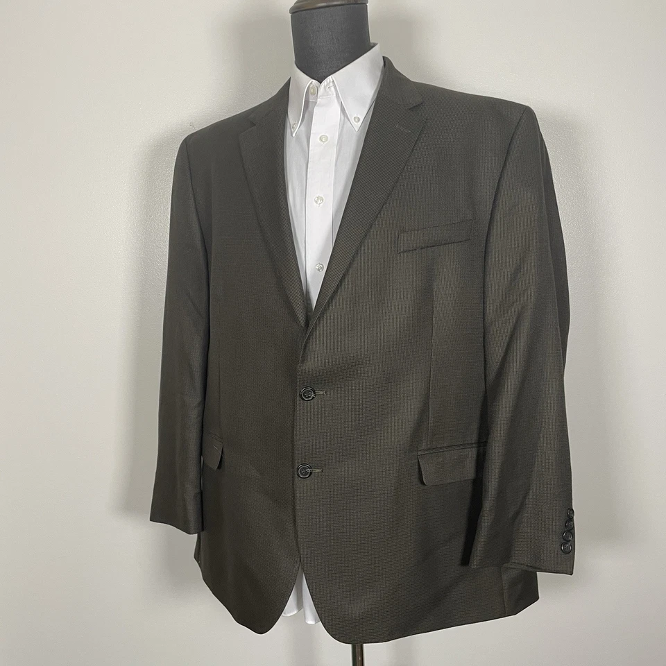 Chaps Sport Coat Mens 50R Green Blue Multicolor Check Polyester Two Buttons - Image 3 of 4