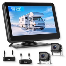 RV Backup Camera 7'' Monitor 1080P 2 Channels Wide Angle DIY