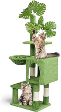Indoor Cat Tree with Leaves, Activity Center for Kittens, Cozy Hammock, and Sisa