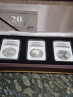 2006 $1 American Silver Eagle 20th Anniversary NGC MS70 RP70 PF70 3 Coin Set