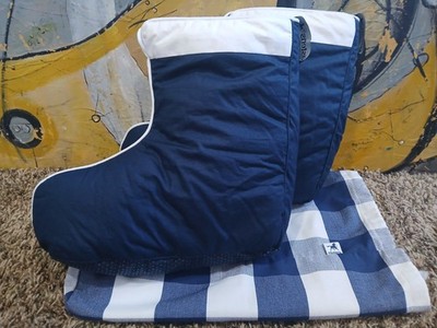 Hastens Goose Down Boots Blue Plaid Luxury Slippers Size M Boots Winter Sleep