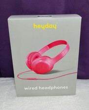 Heyday Wired Headphones - HOT PINK - New In Box Sealed 3.5mm Aux Plug