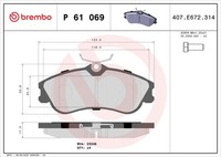 Brembo P 61 069 Bremsbelagsatz, Scheibenbremse For CitroËN CitroËN (DF-PSA) Niss