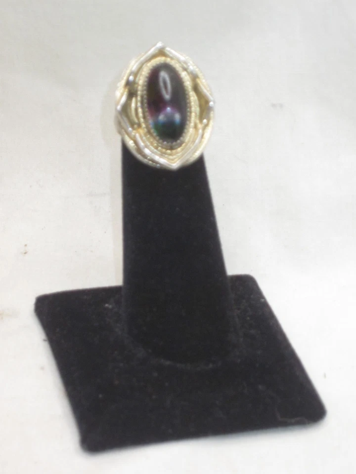Anillo de colección Whiting Davis Turmalina Arco Iris Arte Vidrio Ajustable Talla 6 Foto 3 de 4